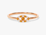 Evil Eye Alternating Citrine Ring in 14K Solid Gold