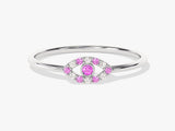 Evil Eye Alternating Pink Tourmaline Ring in 14K Solid Gold