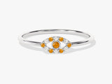 Evil Eye Alternating Citrine Ring in 14K Solid Gold