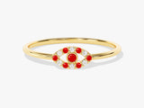 Evil Eye Alternating Ruby Ring in 14K Solid Gold