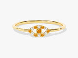 Evil Eye Alternating Citrine Ring in 14K Solid Gold