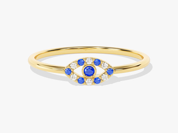 Evil Eye Alternating Sapphire Ring in 14K Solid Gold