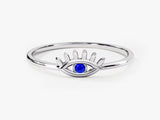 Single Birthstone Evil Eye Ring