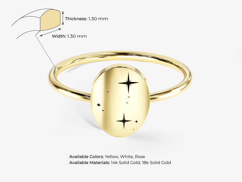 14k Solid Gold Zodiac Signet Ring