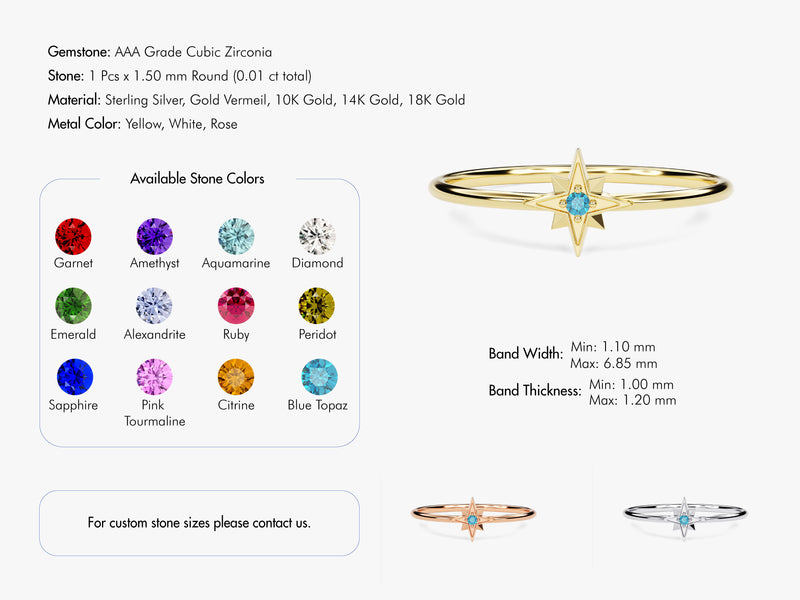 North Star Birthstone Ring