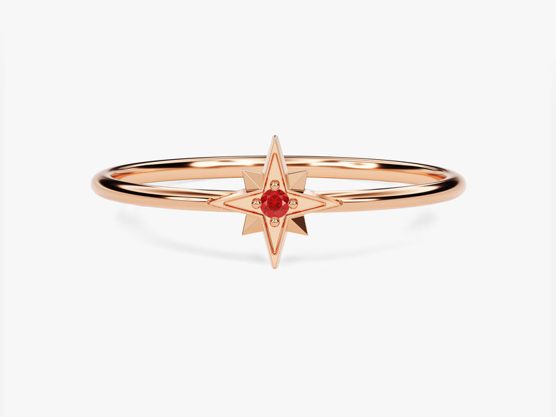 North Star Ruby Ring in 14K Solid Gold