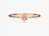 North Star Pink Tourmaline Ring in 14K Solid Gold