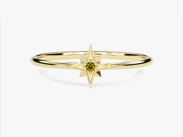 North Star Peridot Ring in 14K Solid Gold