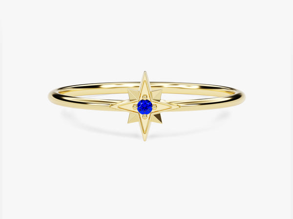 North Star Sapphire Ring in 14K Solid Gold