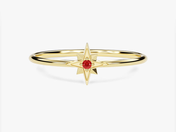 North Star Ruby Ring in 14K Solid Gold