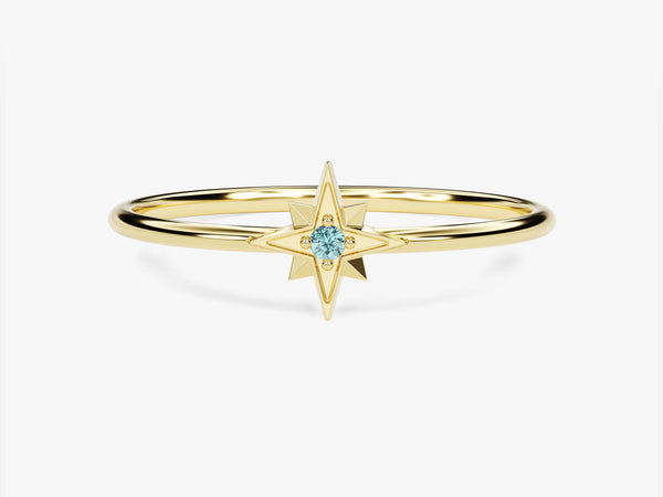 North Star Aquamarine Ring in 14K Solid Gold