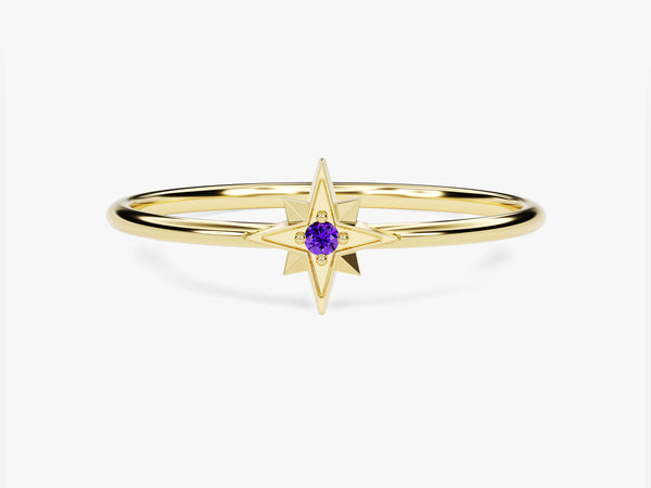 North Star Amethyst Ring in 14K Solid Gold