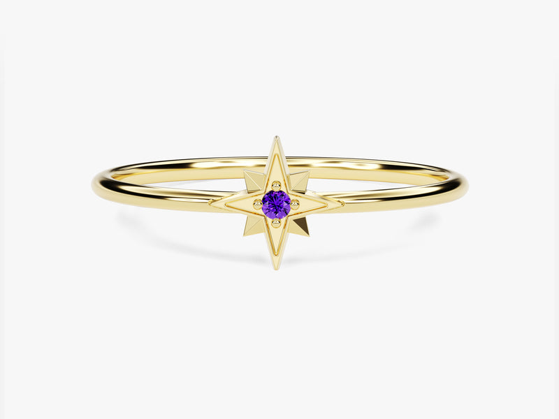 North Star Amethyst Ring in 14K Solid Gold