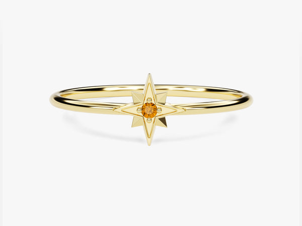 North Star Citrine Ring in 14K Solid Gold
