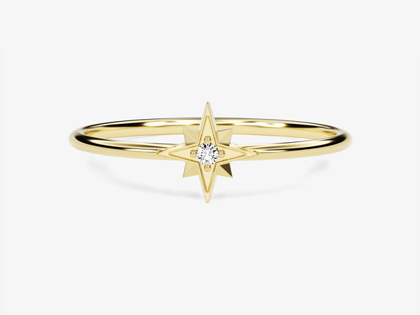 North Star Diamond Birthstone Ring in 14K Solid Gold