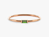 Bezel Set Baguette Emerald Ring in 14K Solid Gold
