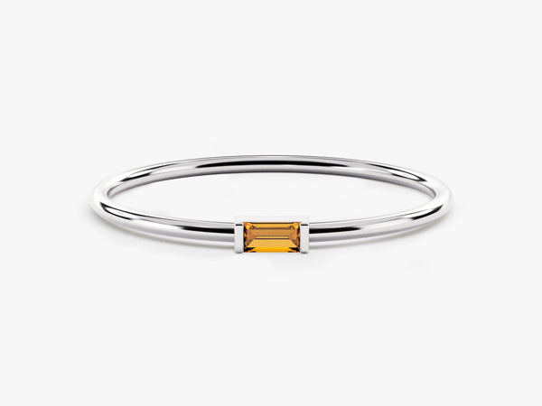 Bezel Set Baguette Citrine Ring in 14K Solid Gold
