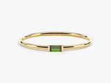 Bezel Set Baguette Emerald Ring in 14K Solid Gold