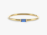 Bezel Set Baguette Sapphire Ring in 14K Solid Gold