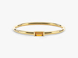 Bezel Set Baguette Citrine Ring in 14K Solid Gold
