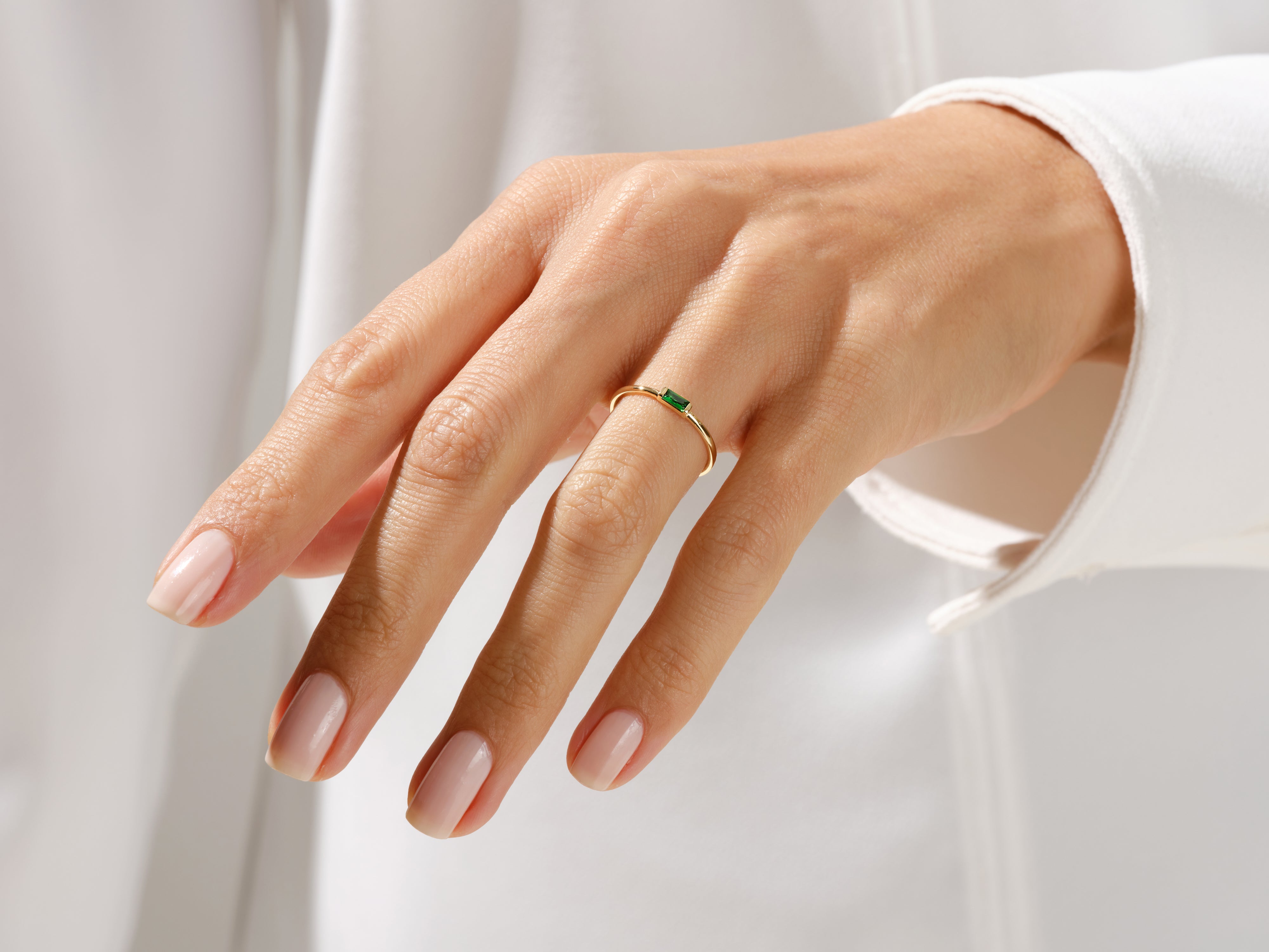 Bezel Set Baguette Amethyst Ring in 14K Solid Gold