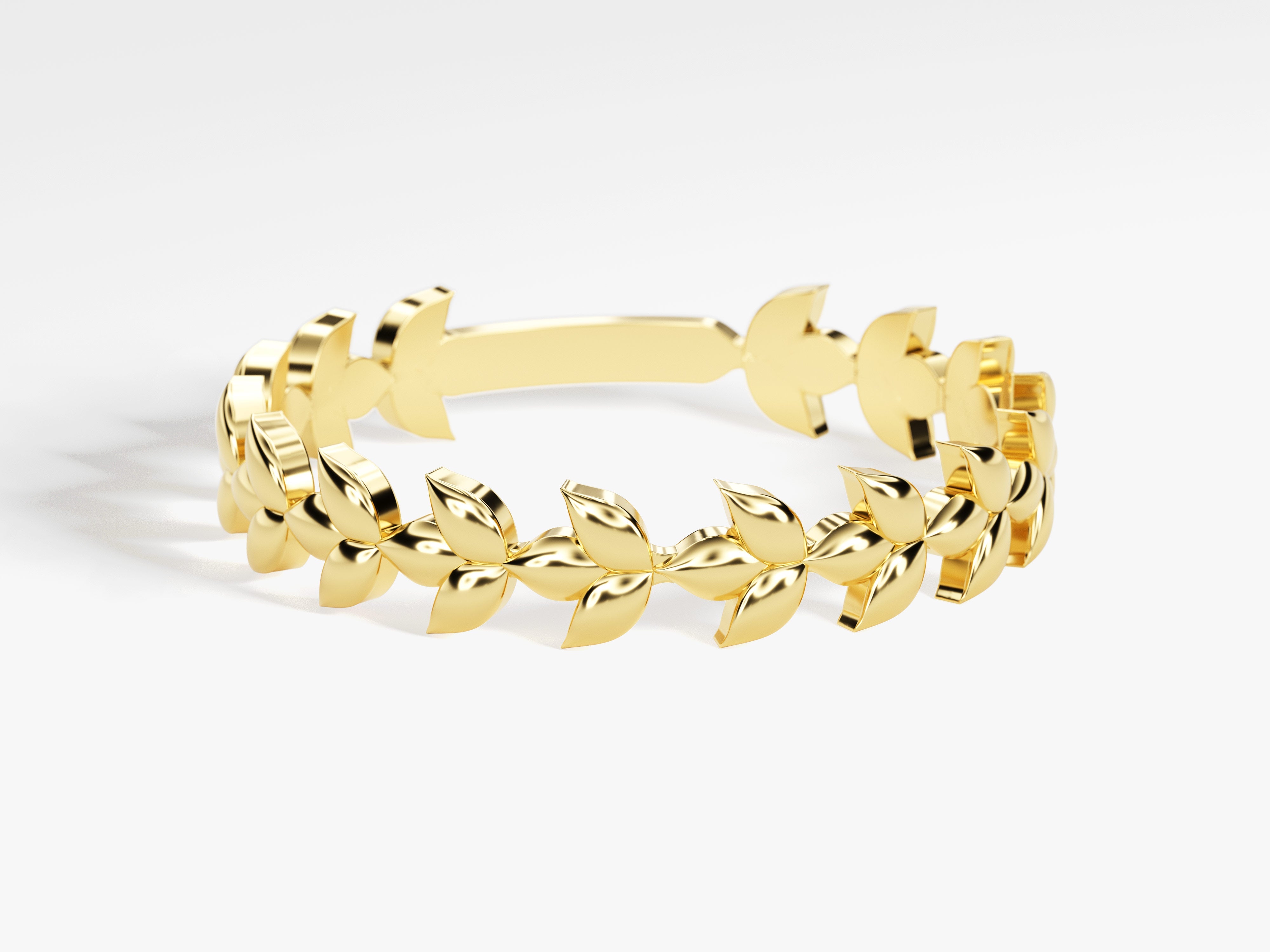 Gold leaf ring, elegant jewelry for women