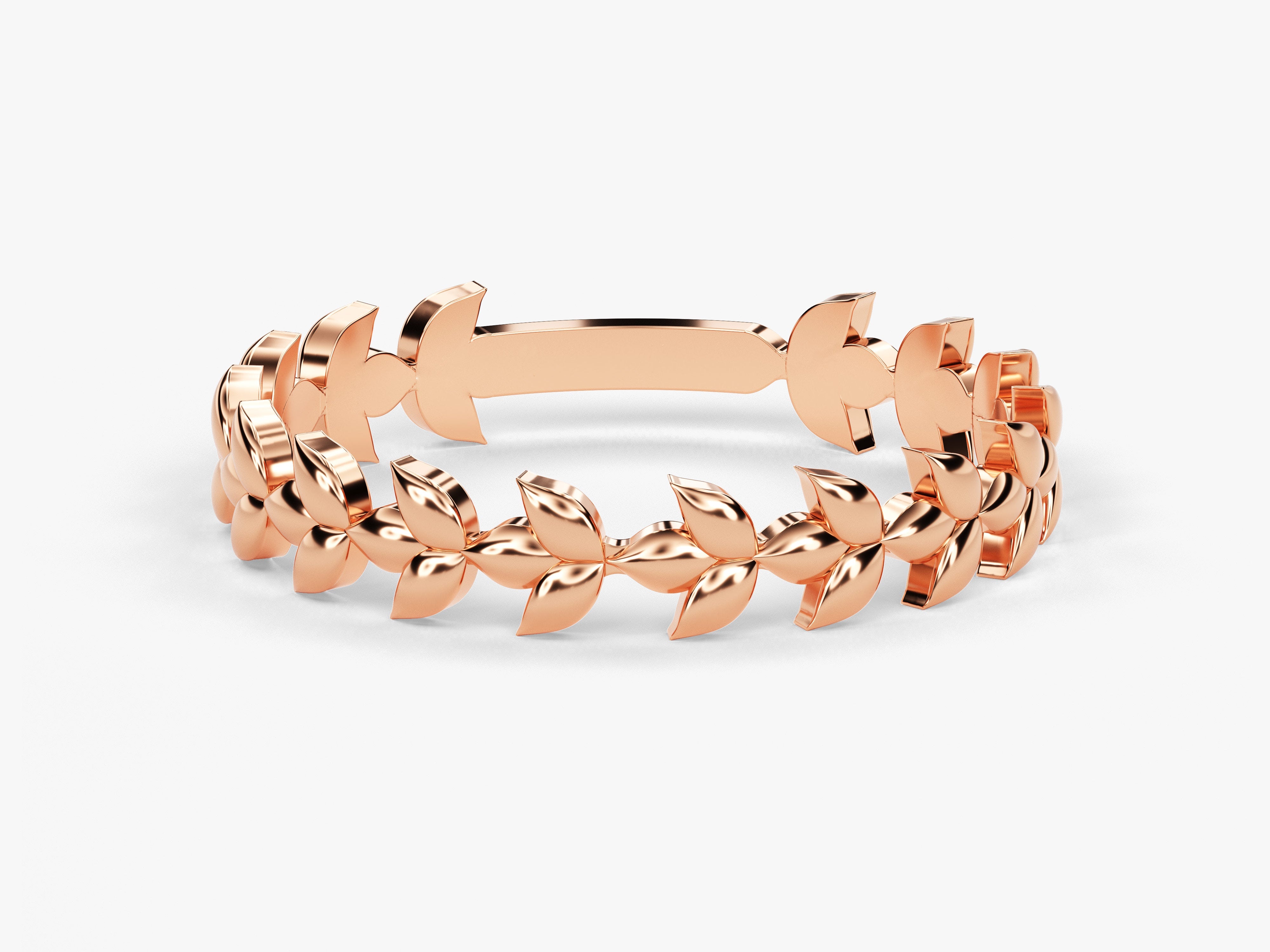 Rose gold leaf ring, elegant jewelry for women