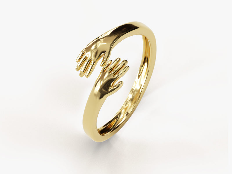 14K Solid Gold Hugging Hand Ring