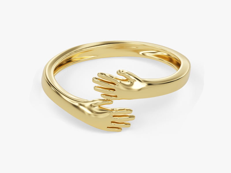 14K Solid Gold Hugging Hand Ring