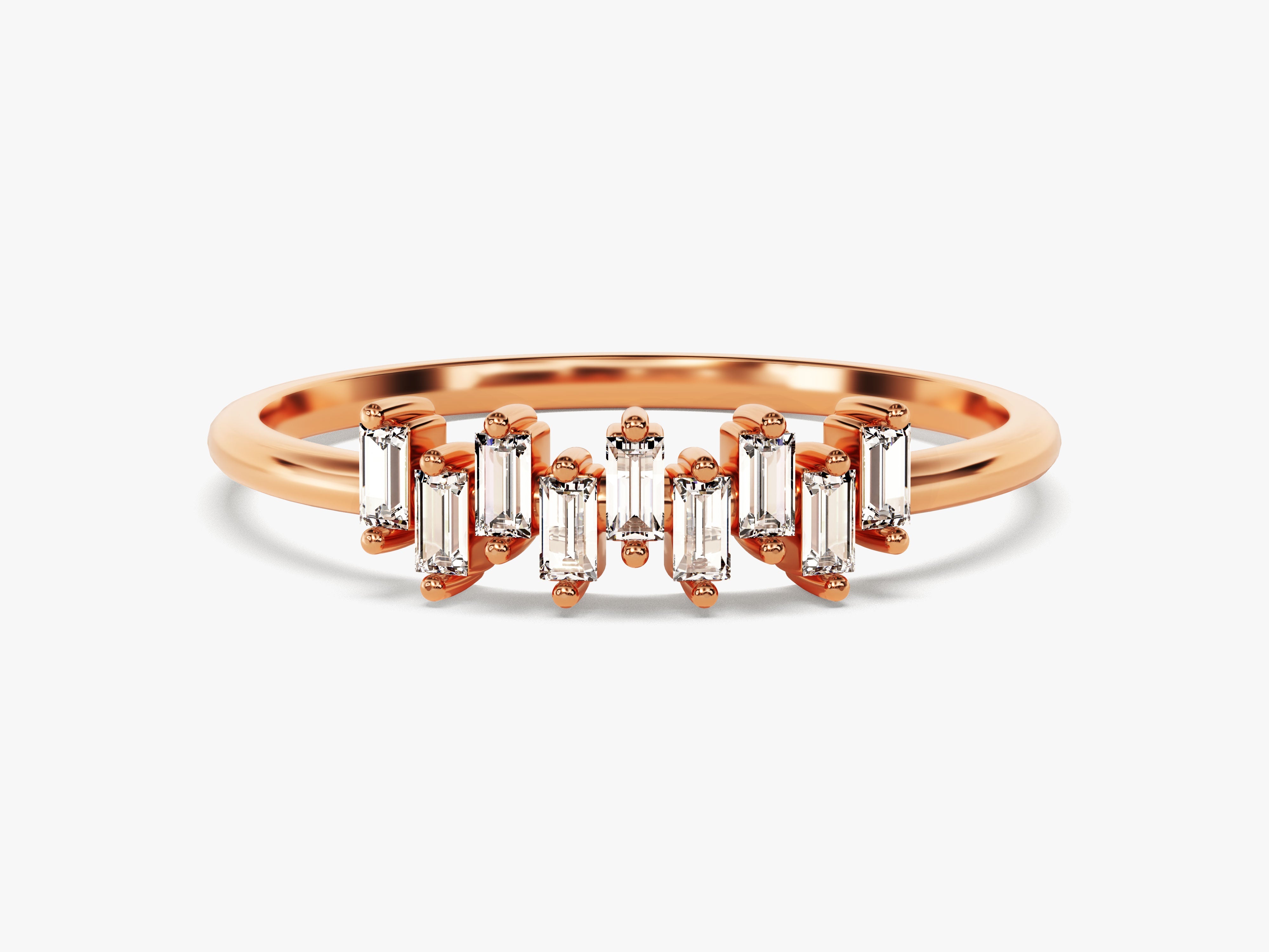 Rose gold ring with baguette diamonds, fine jewelry, elegant design