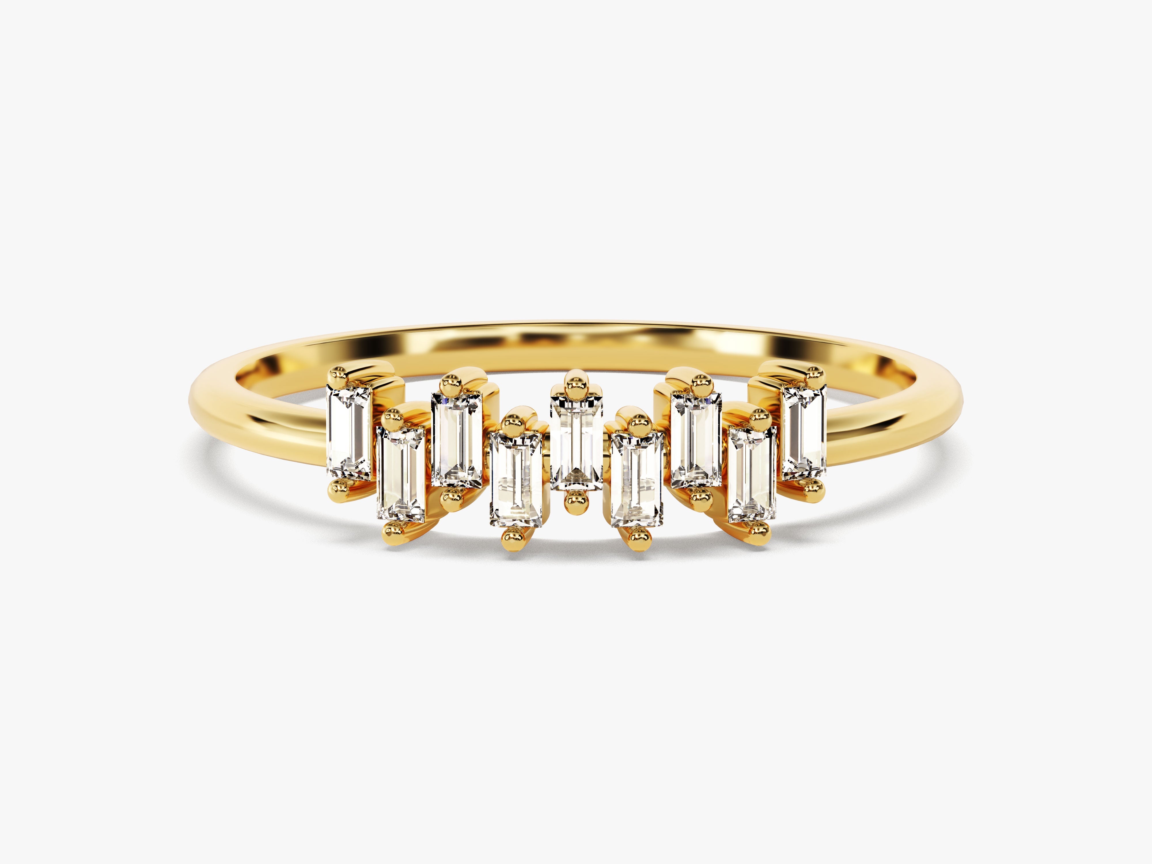 Gold ring with baguette diamonds, fine jewelry, elegant design