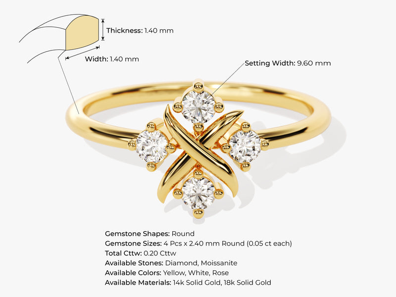 Four-Stone Flower Diamond Ring