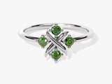 Dainty Cross Emerald Ring in 14K Solid Gold