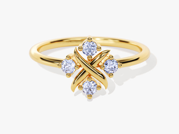 Dainty Cross Alexandrite Ring in 14K Solid Gold