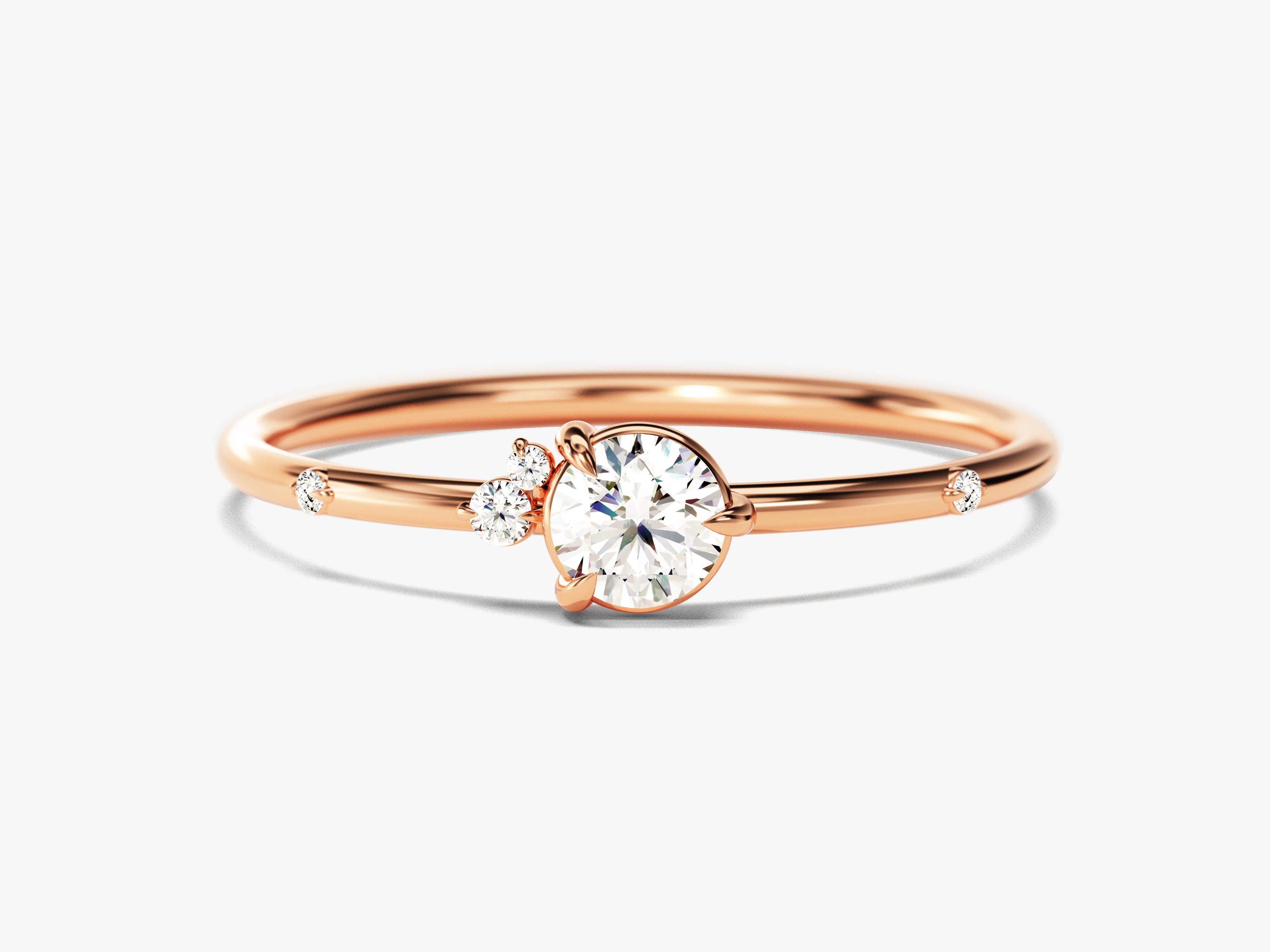 Rose gold diamond cluster ring, fine jewelry for women