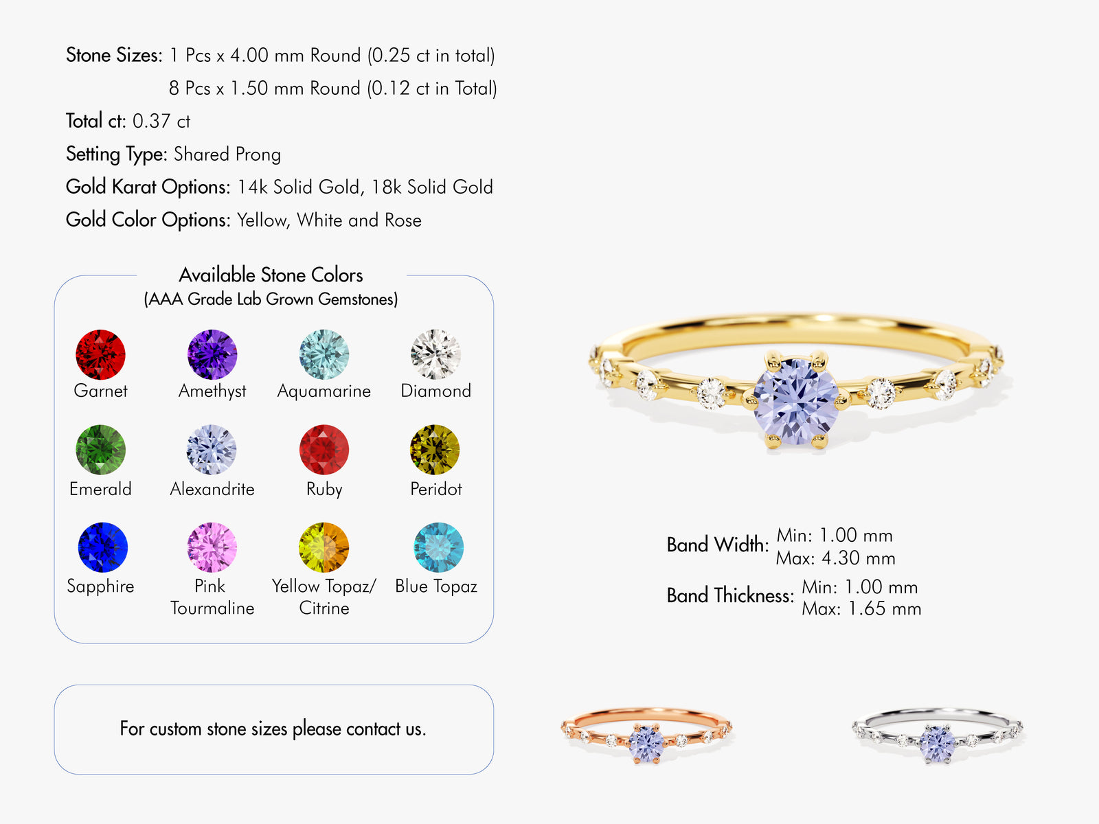 ◆STONEHENgE◆ Edge 14K Ring SA24A40T Round Side Stone Accent Diamond Ring in 14K Solid Gold