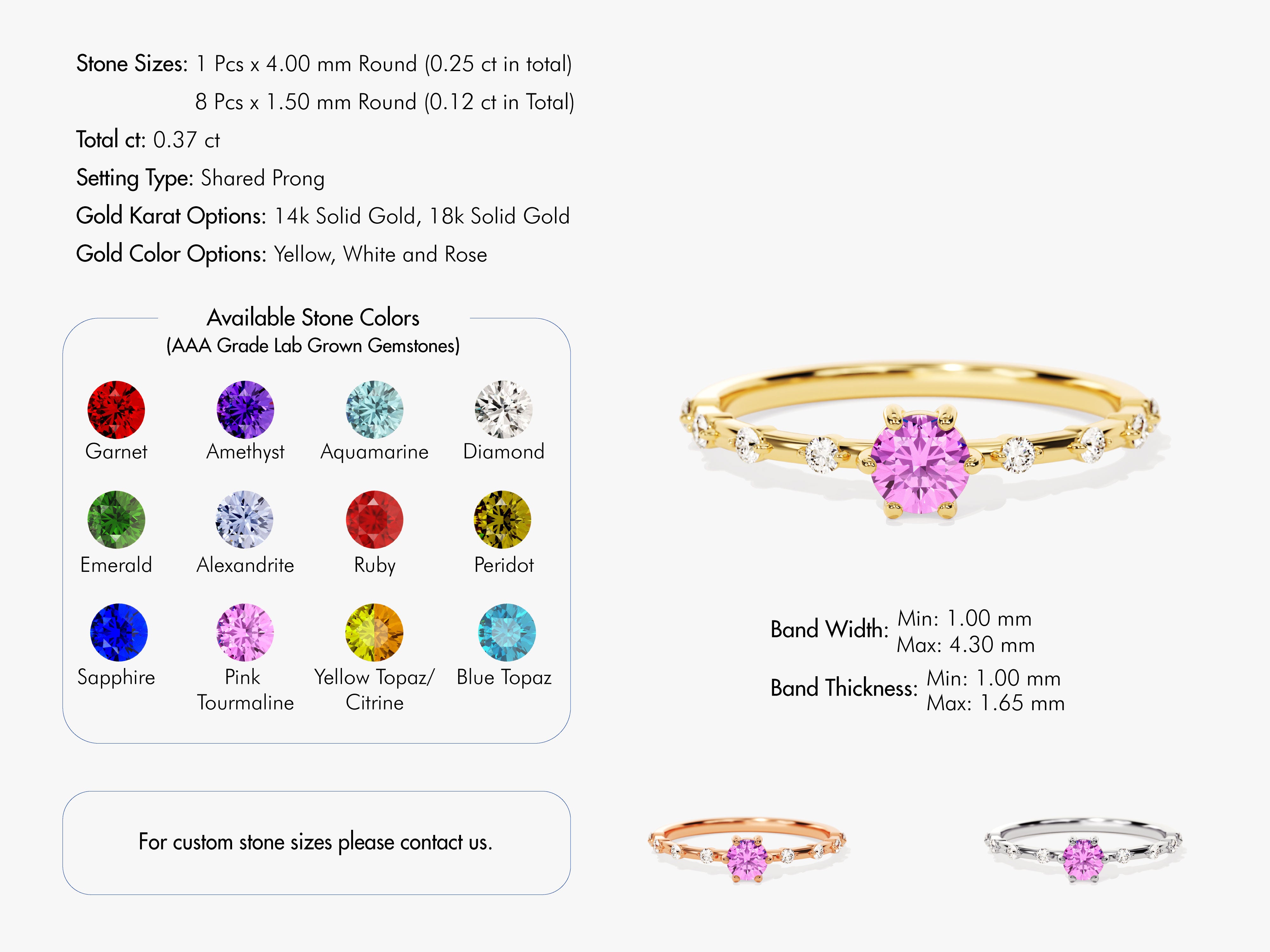 Round Cut Side Stone Accent Aquamarine Ring in 14K Solid Gold