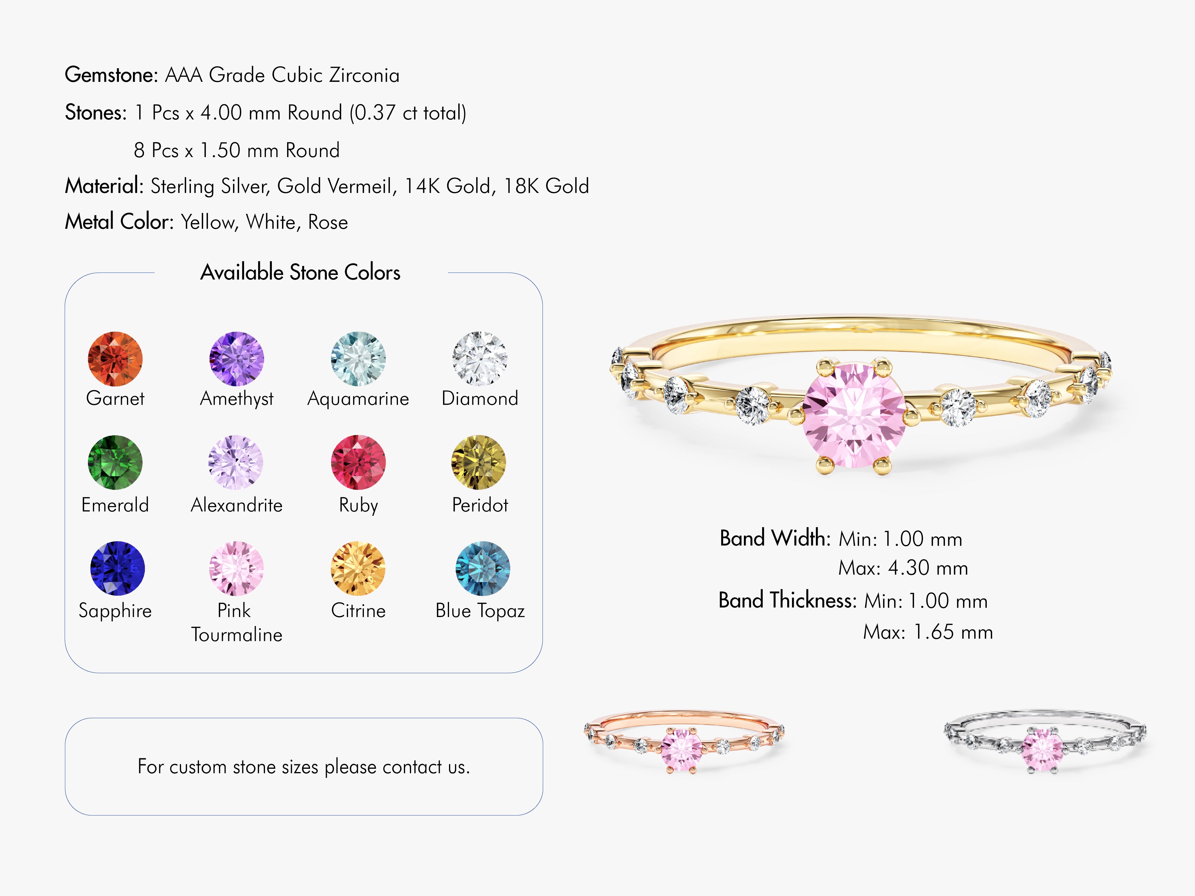 Round-Cut Side Stone Accent Birthstone Ring