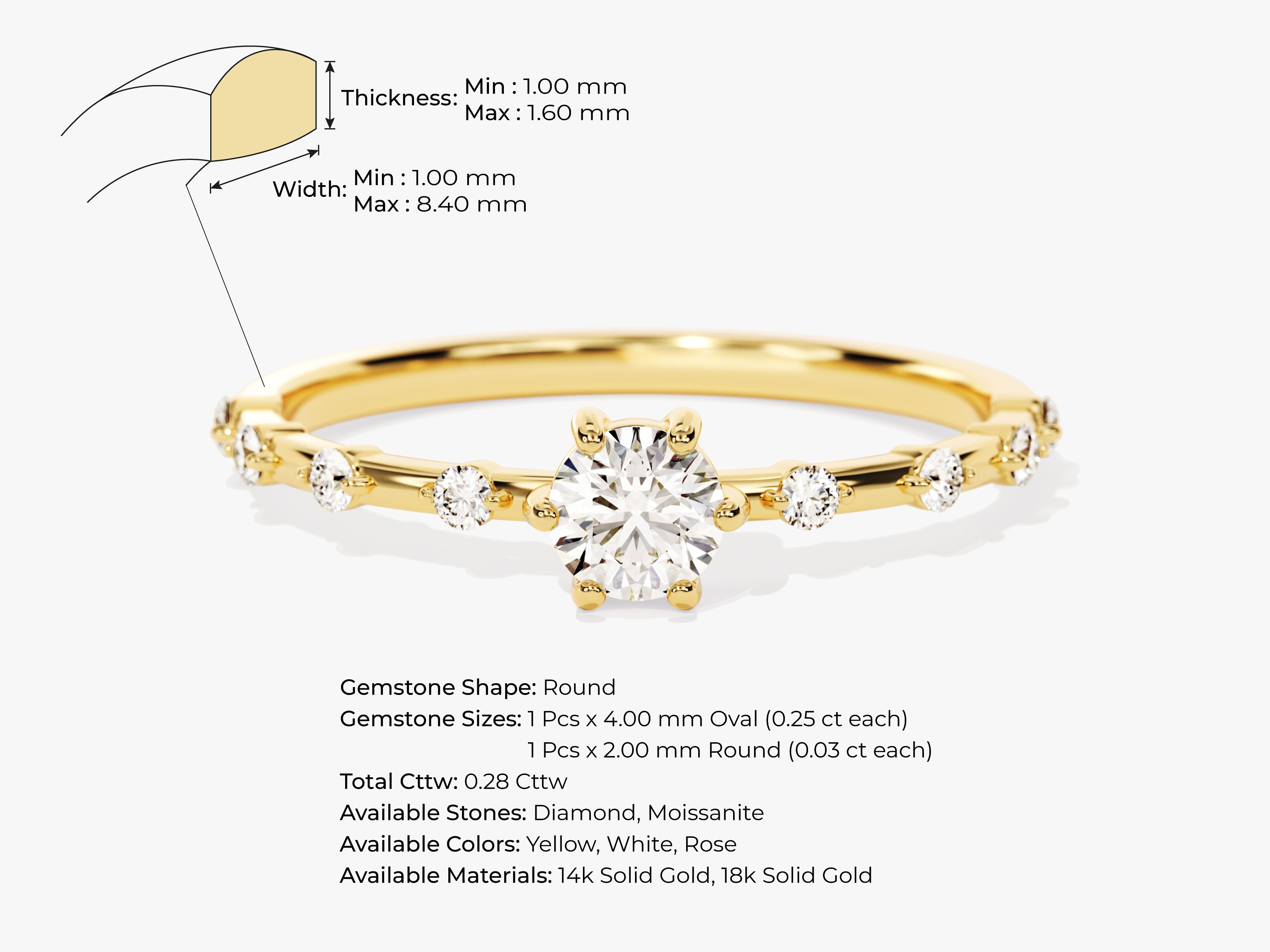 Gold ring with diamonds, oval and round gemstones, jewelry