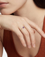 Round-Cut Side Stone Accent Birthstone Ring