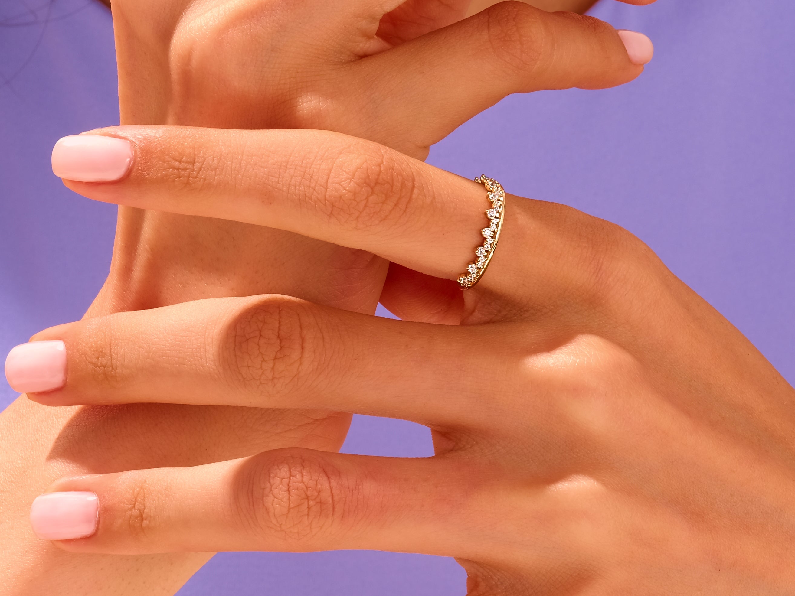 Diamond crown ring on hand, fine jewelry for women