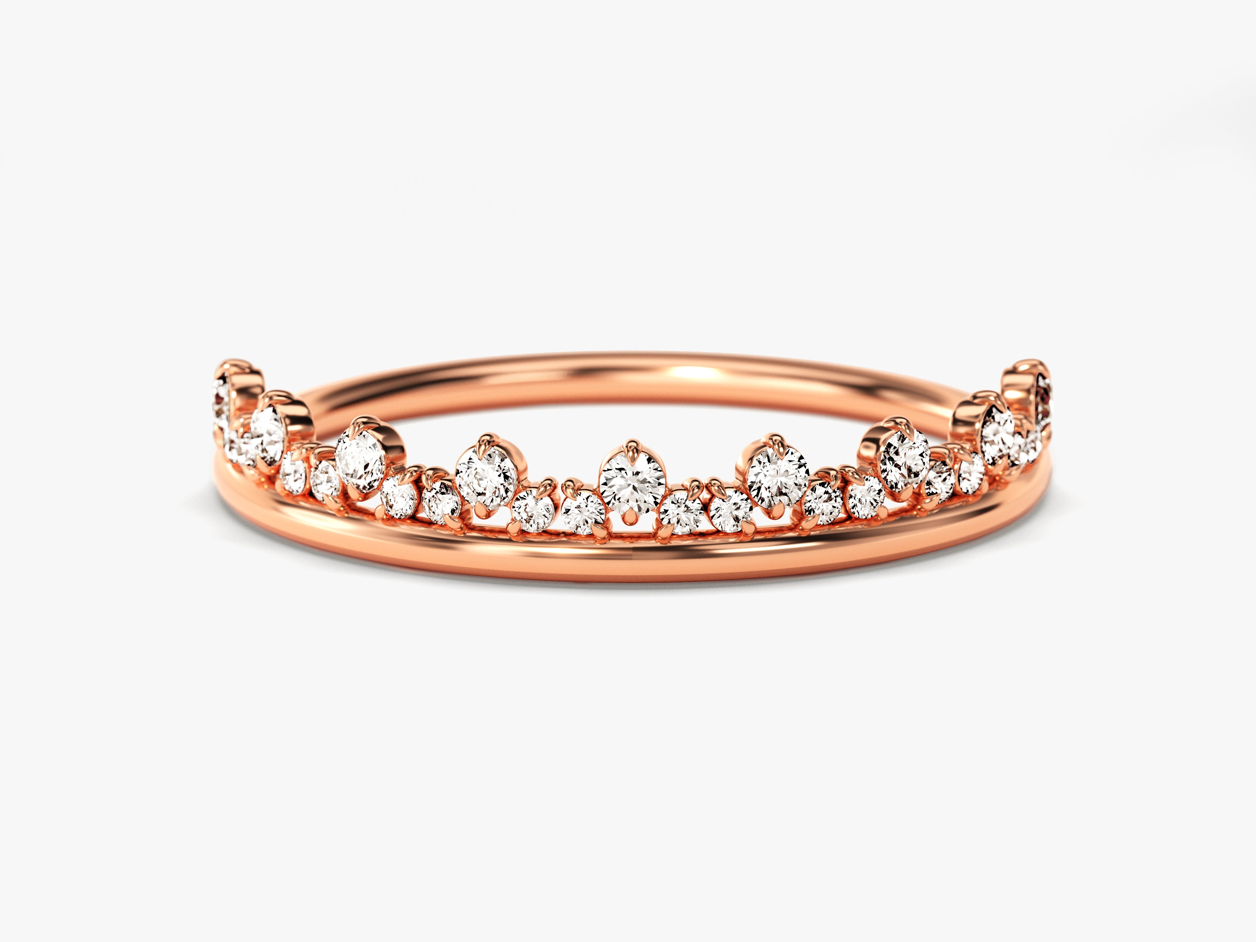 Rose gold diamond tiara ring for jewelry lovers