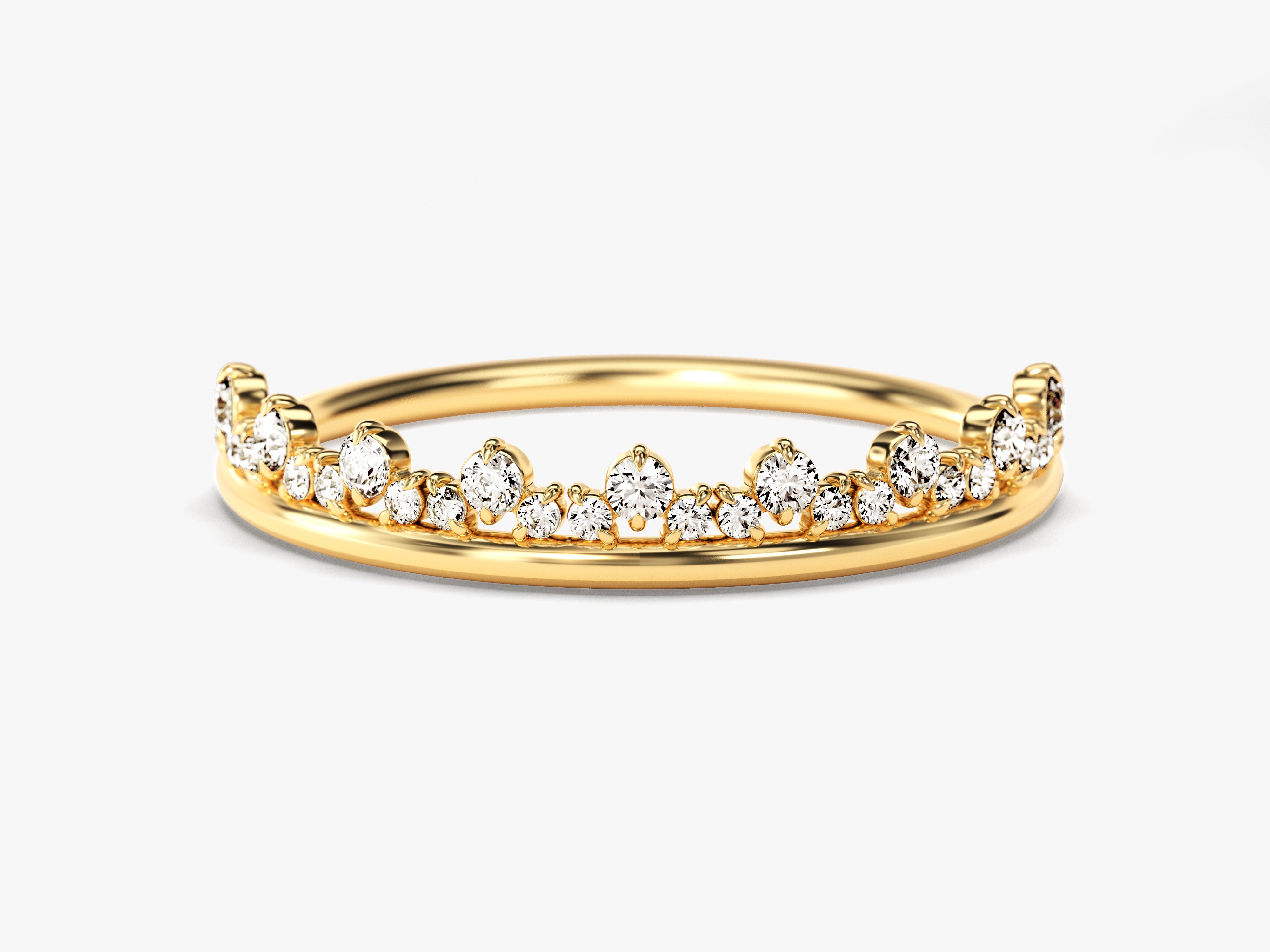 Gold diamond tiara ring for women jewelry