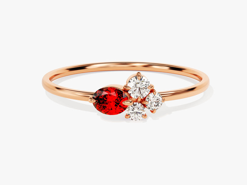 Cluster Garnet Ring in 14K Solid Gold