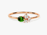 Cluster Emerald Ring in 14K Solid Gold