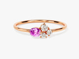 Cluster Pink Tourmaline Ring in 14K Solid Gold