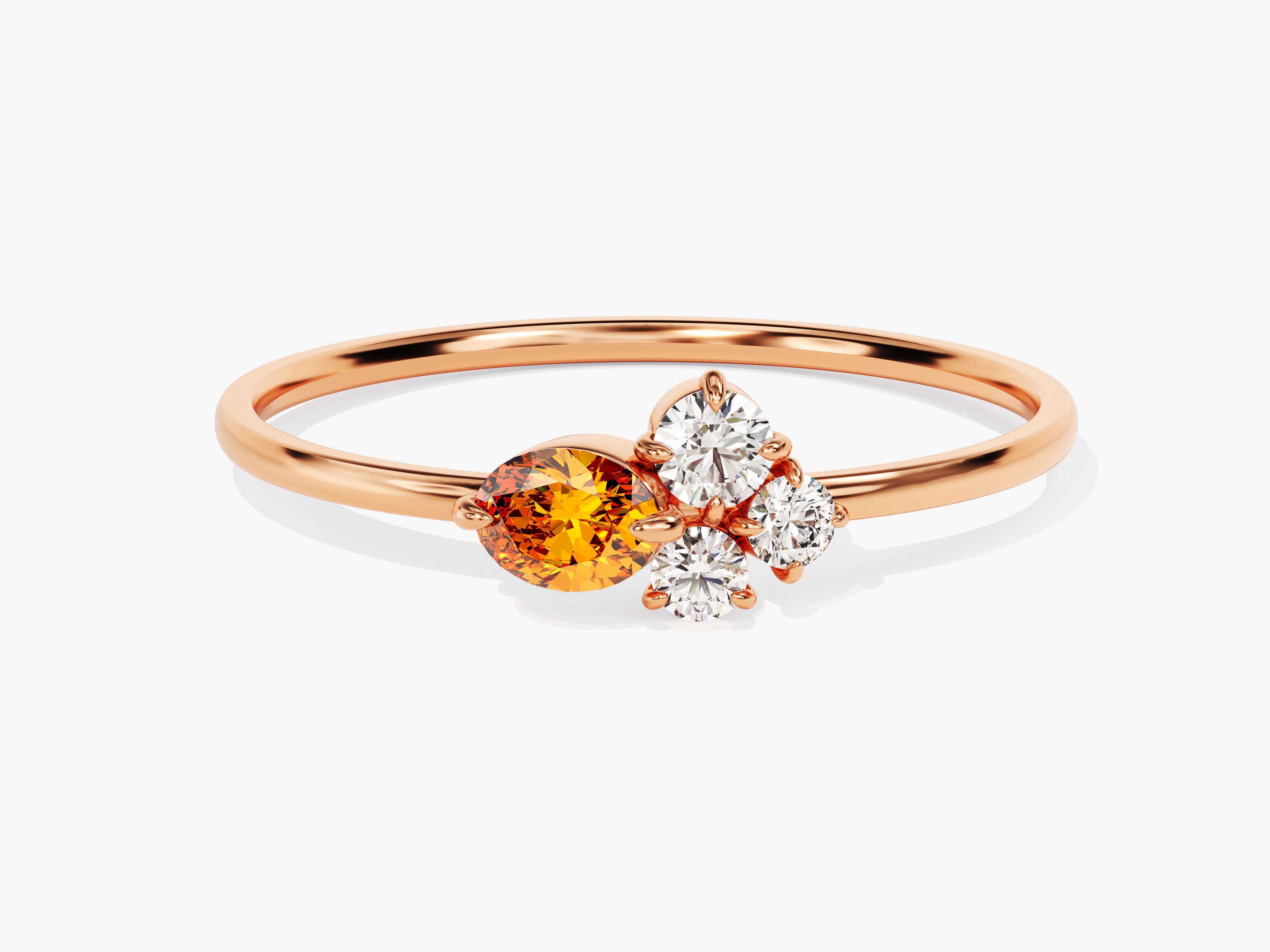 Cluster Citrine Ring in 14K Solid Gold