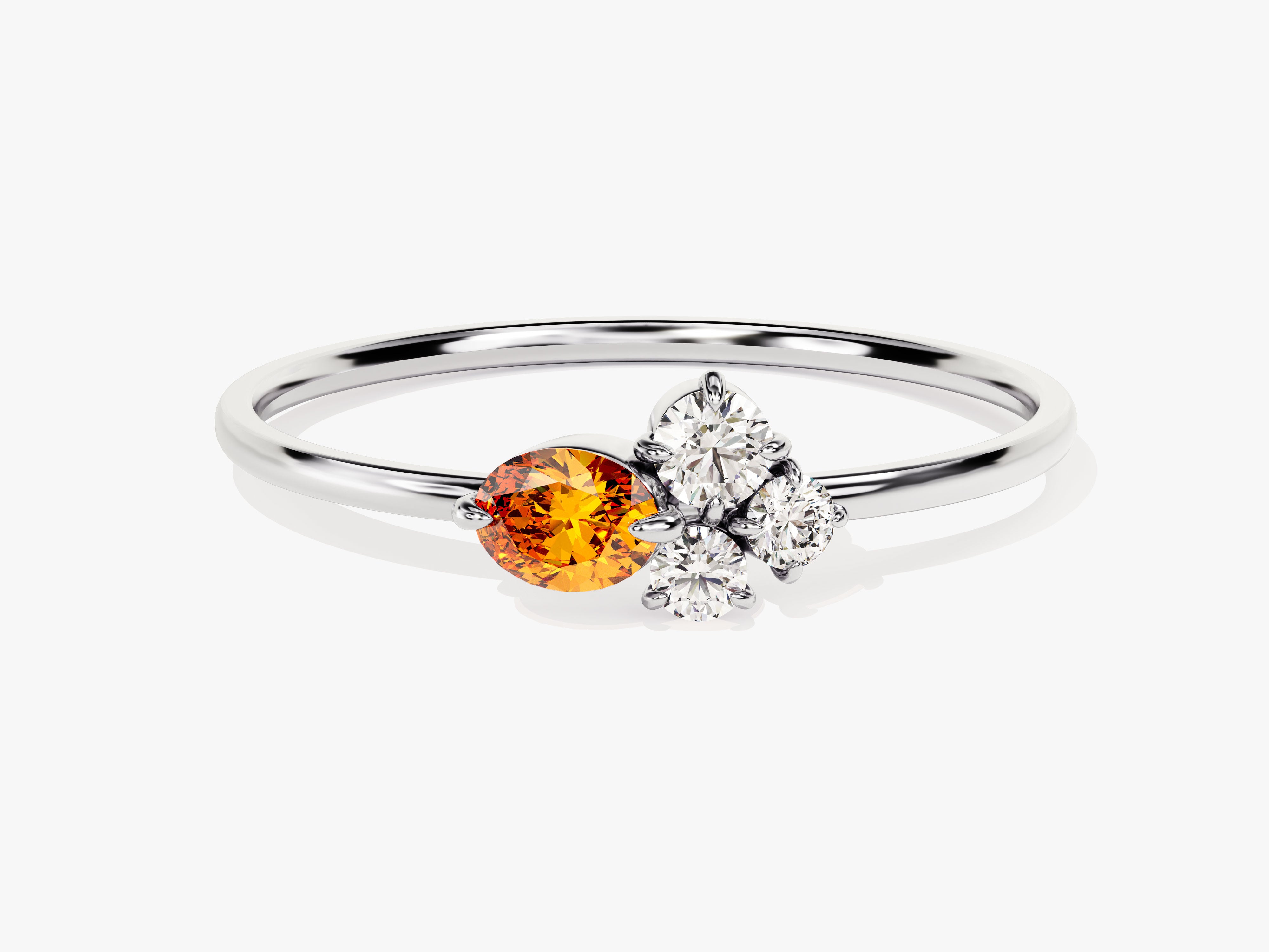 Cluster Citrine Ring in 14K Solid Gold
