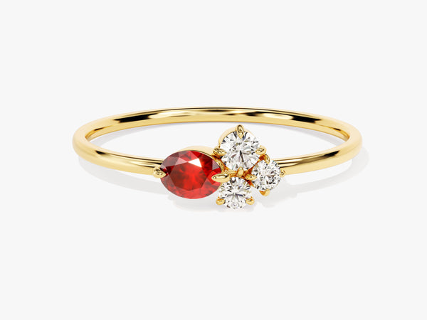 Cluster Ruby Ring in 14K Solid Gold