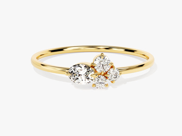 Cluster Diamond Birthstone Ring in 14K Solid Gold